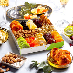 Nut Cravings open tray arrangement with 12 assortments neatly separated for easy serving and sharing