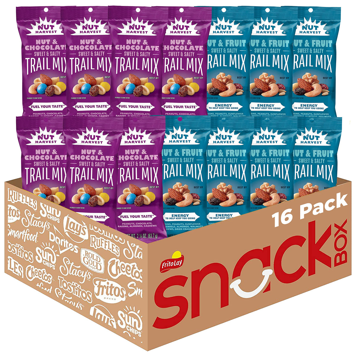 Nut Harvest front packaging showing variety pack and servings benefits