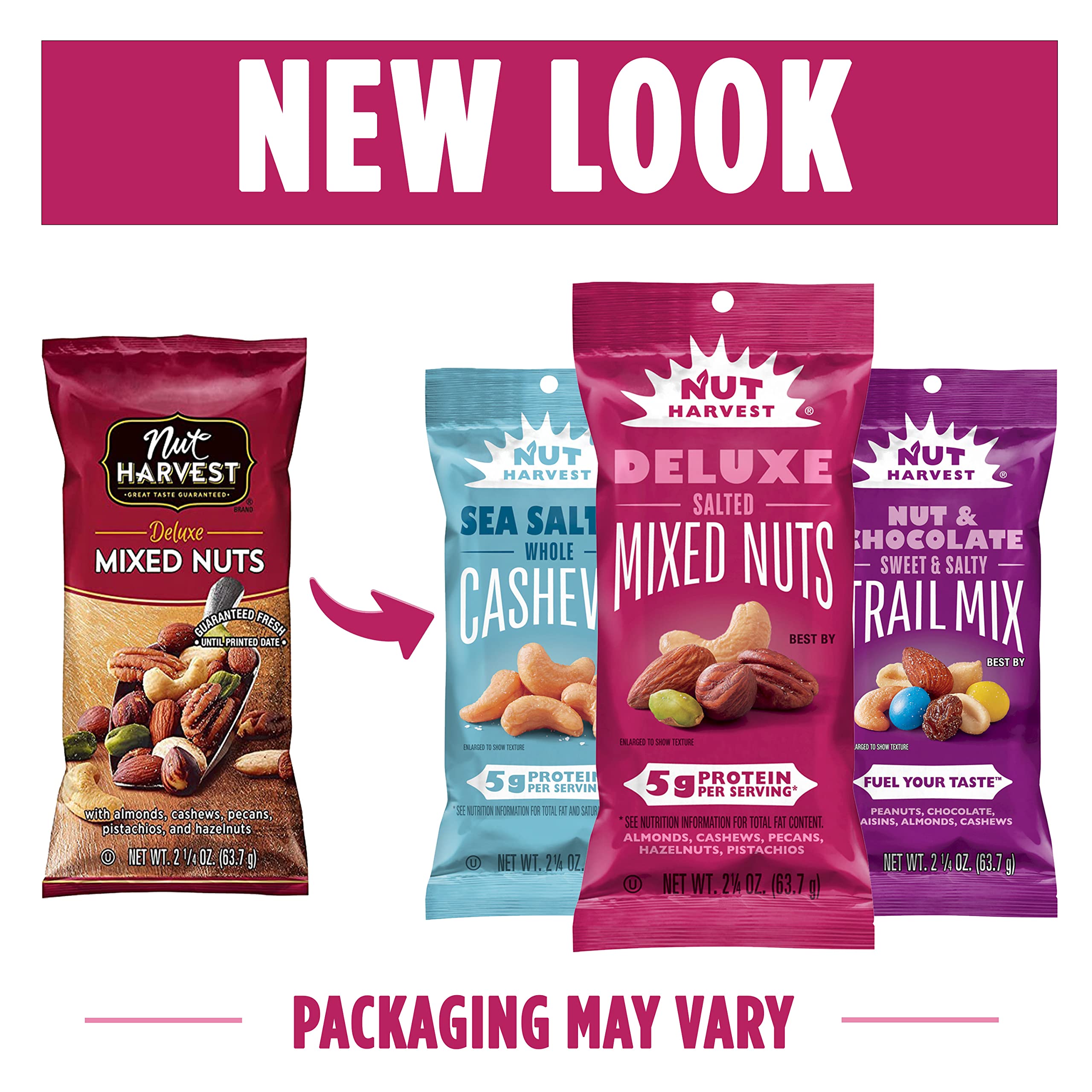Nut Harvest single open bag with visible portion demonstrating portable convenience