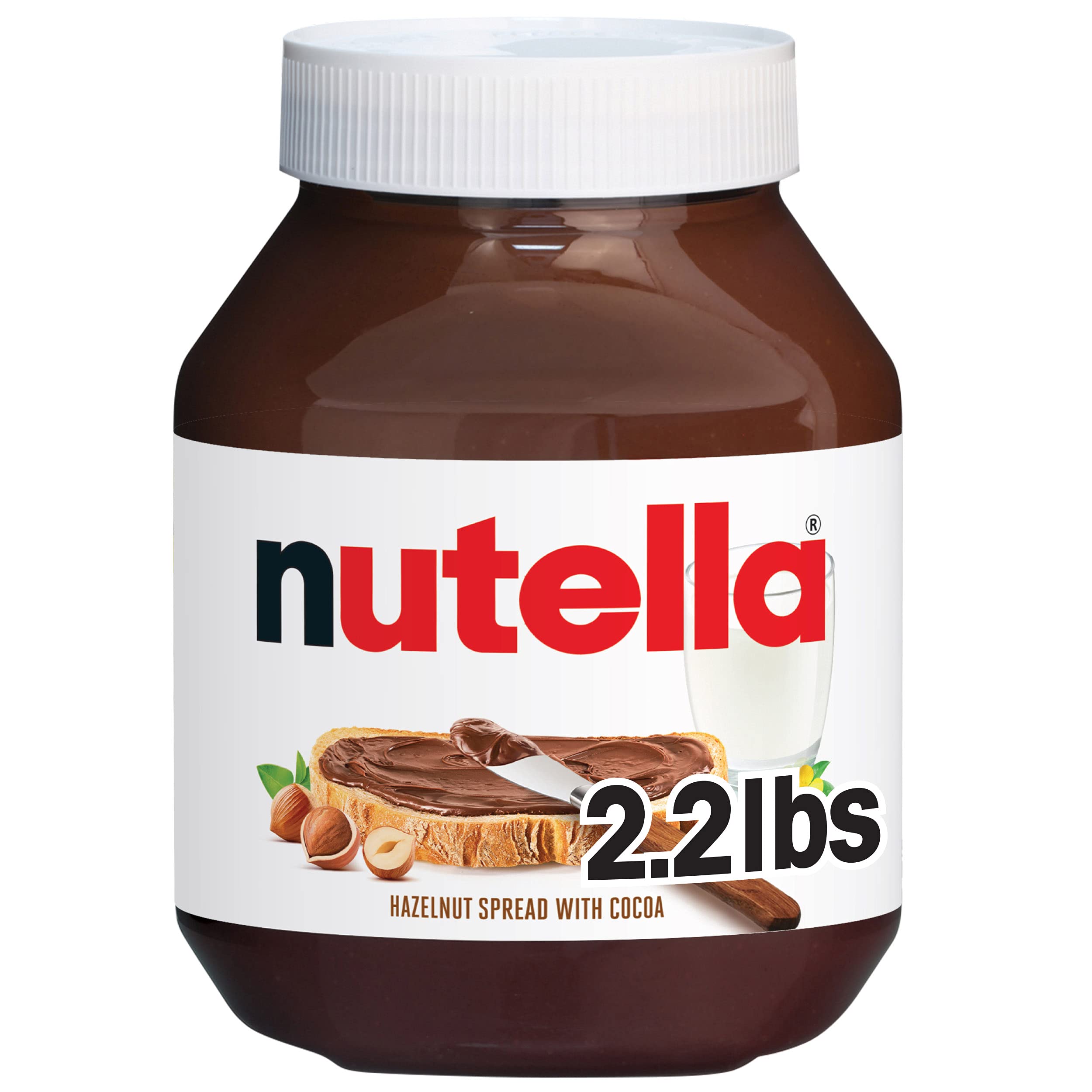 Nutella jar front view showing brand and large 35.3 oz size benefits