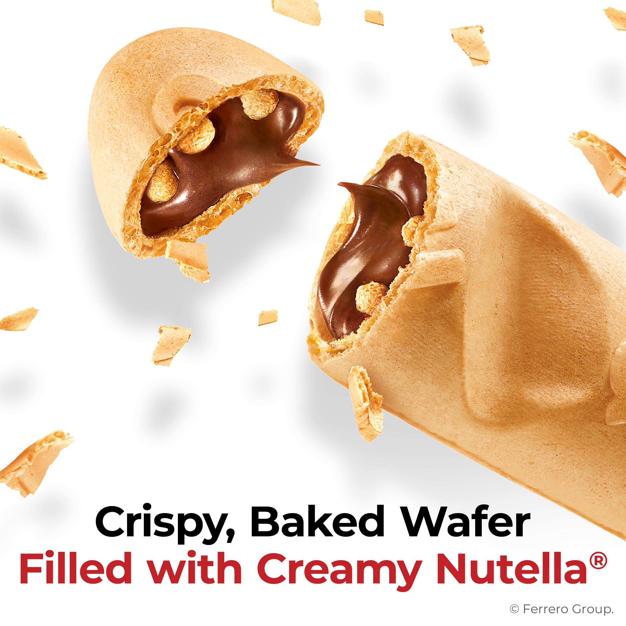 Close-up of an open Nutella B-ready bar with visible filling highlighting rich hazelnut flavor