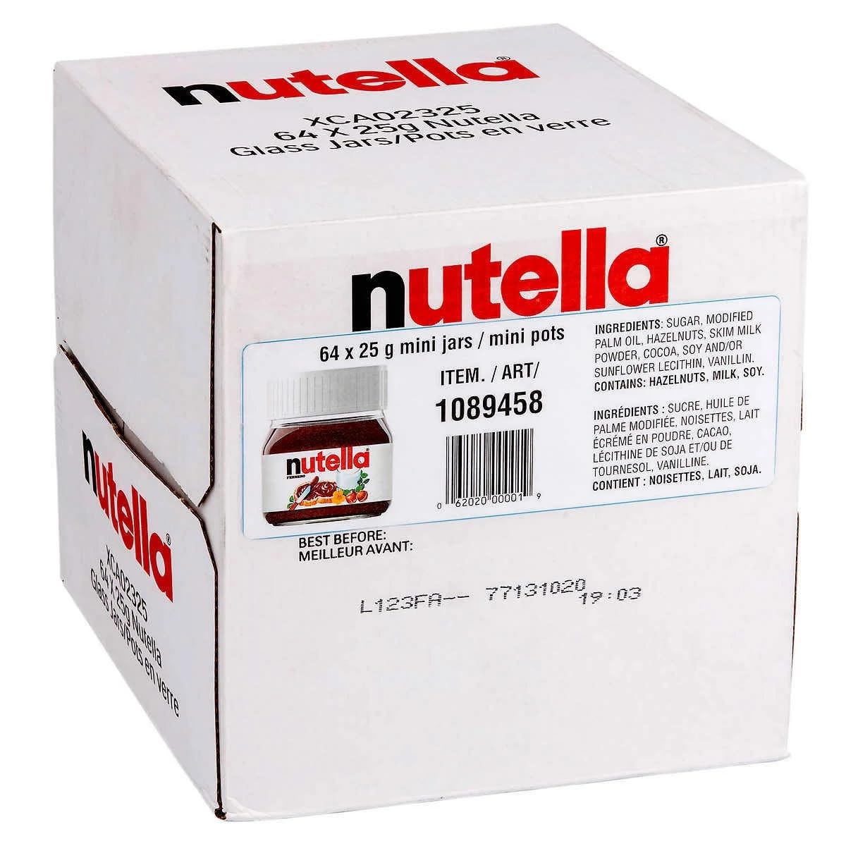 Nutella front label on glass jar showing classic brand and premium look