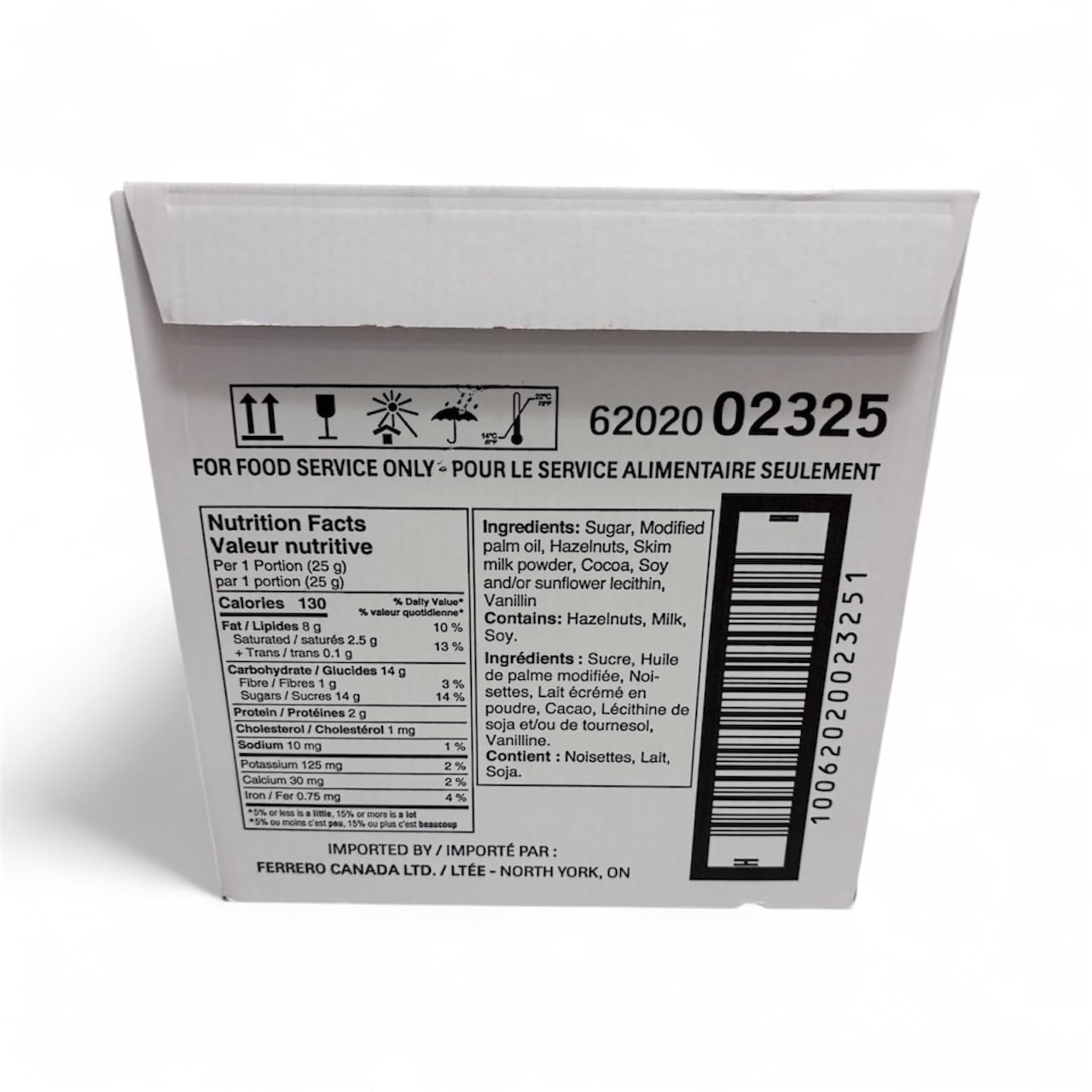 closeup of nutella jar label and nutrition facts for clear product information