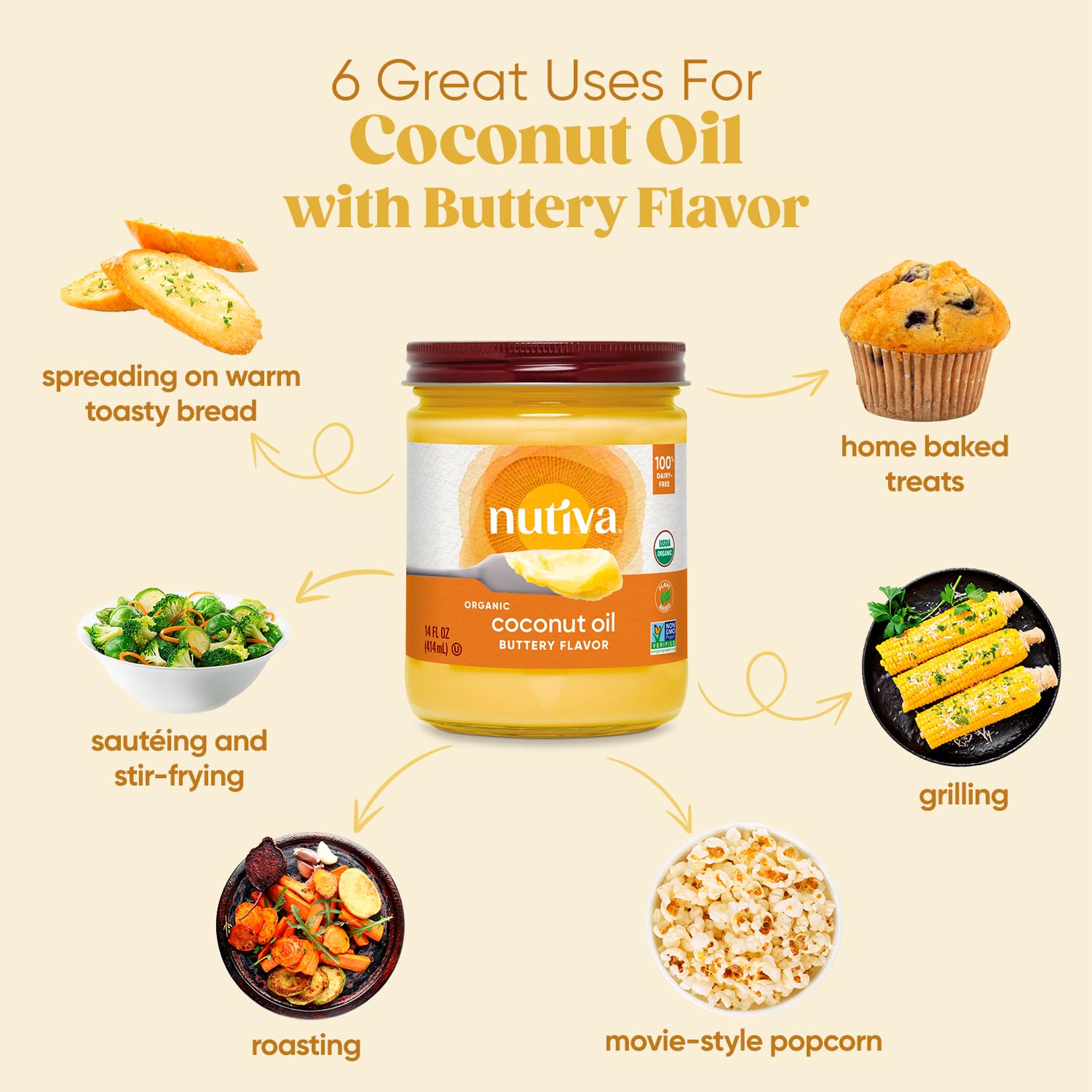 Nutiva close-up on spoon of oil highlighting smooth texture and rich flavor