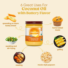 Nutiva close-up on spoon of oil highlighting smooth texture and rich flavor