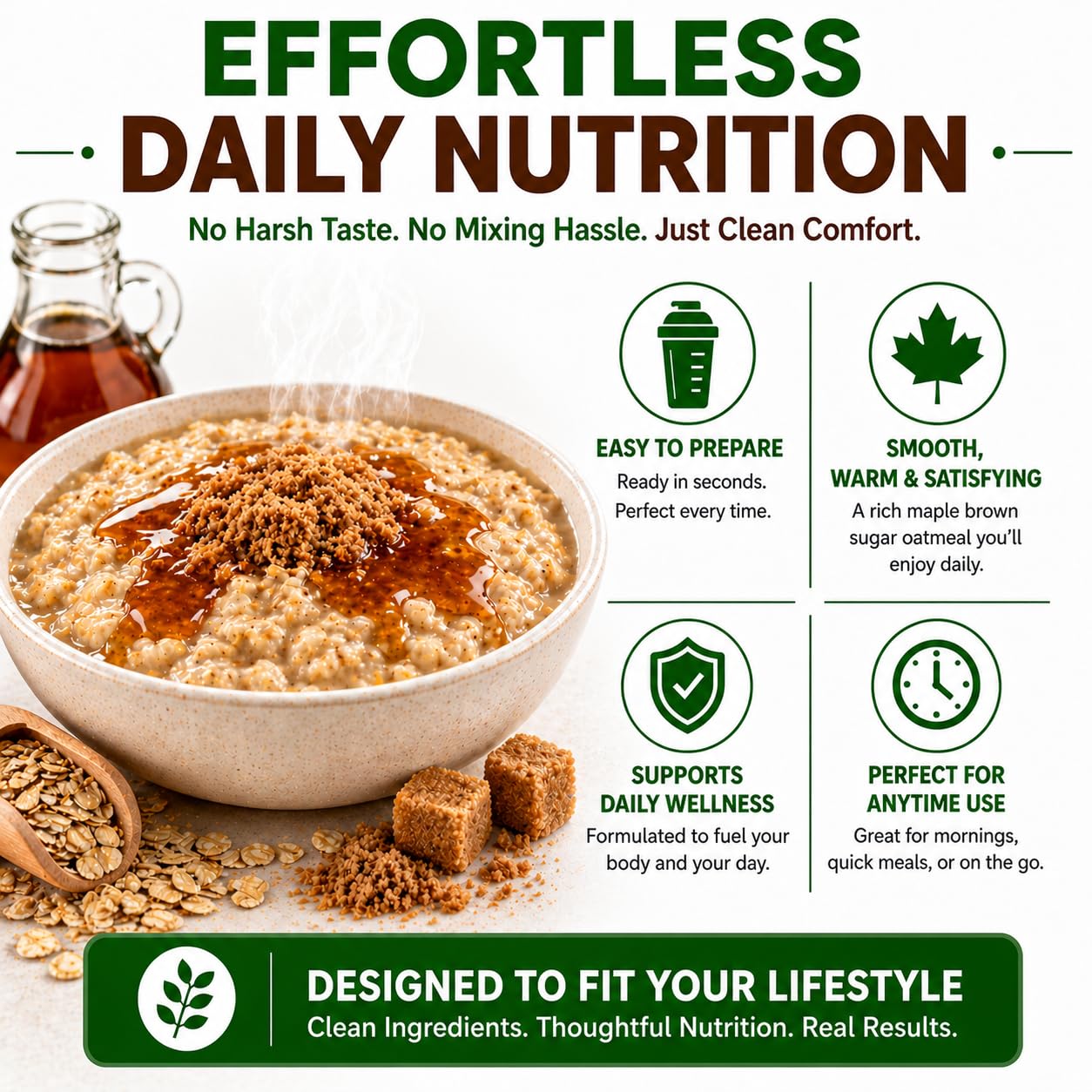 Nutmeg State Nutrition breakfast table scene showing convenient ready-to-eat benefit