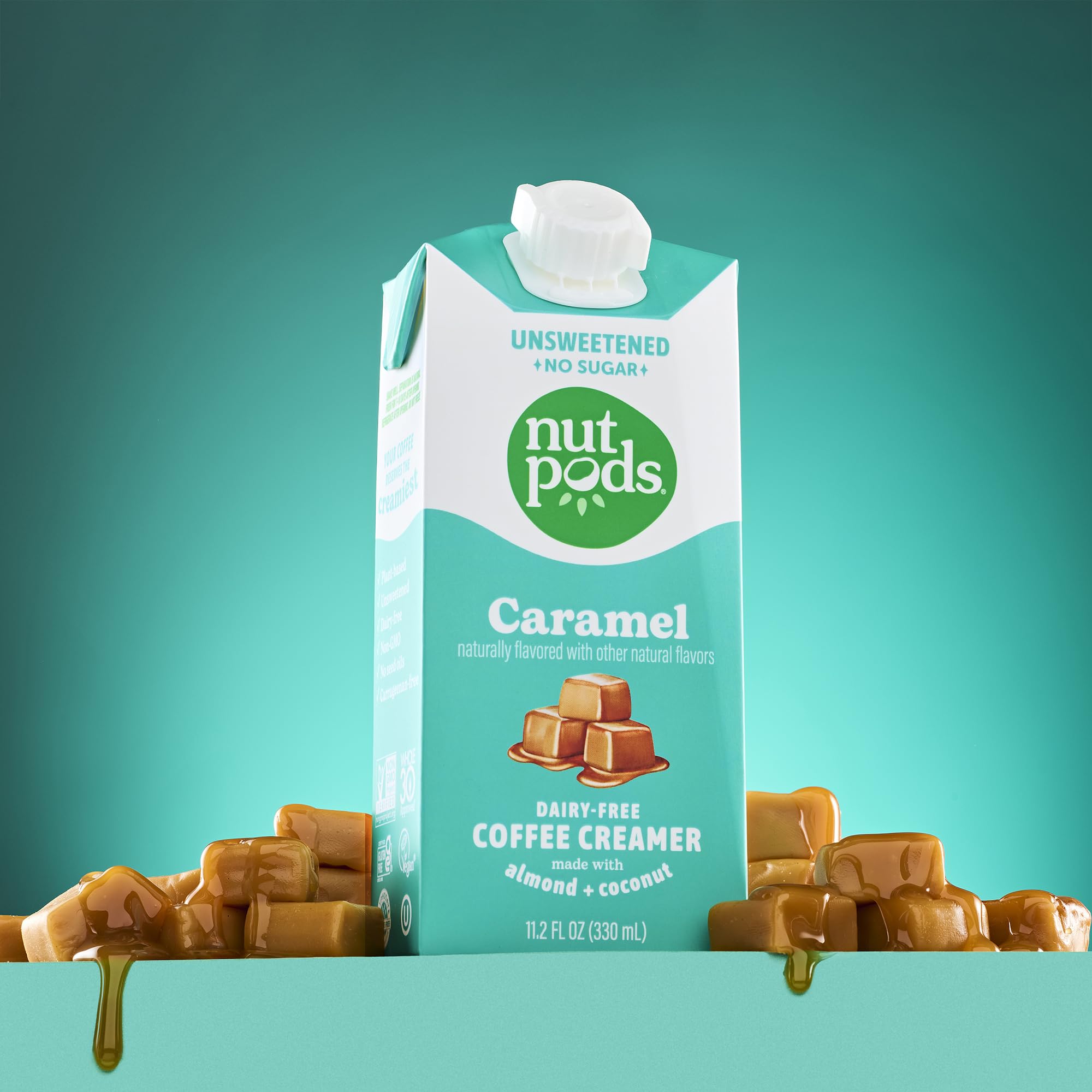 nutpods integrative use with brewed coffee demonstrating mild caramel enhancement