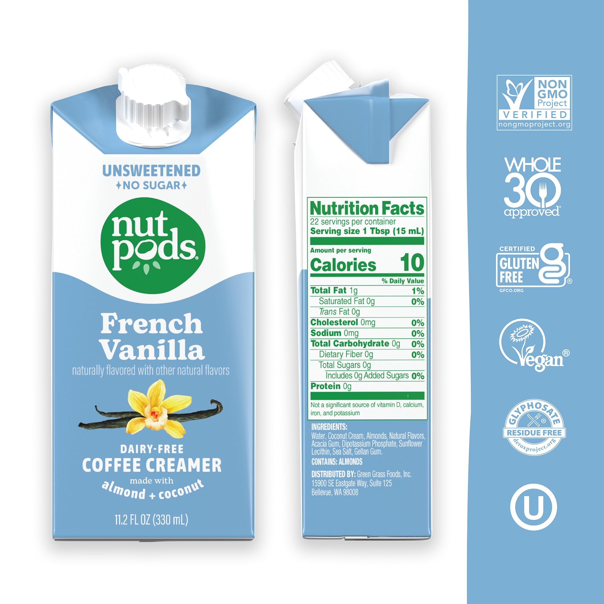 nutpods pouring unsweetened creamer into black coffee for creaminess