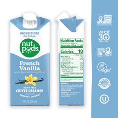 nutpods pouring unsweetened creamer into black coffee for creaminess