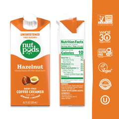 nutpods label close-up highlighting ingredients and sugar-free benefit
