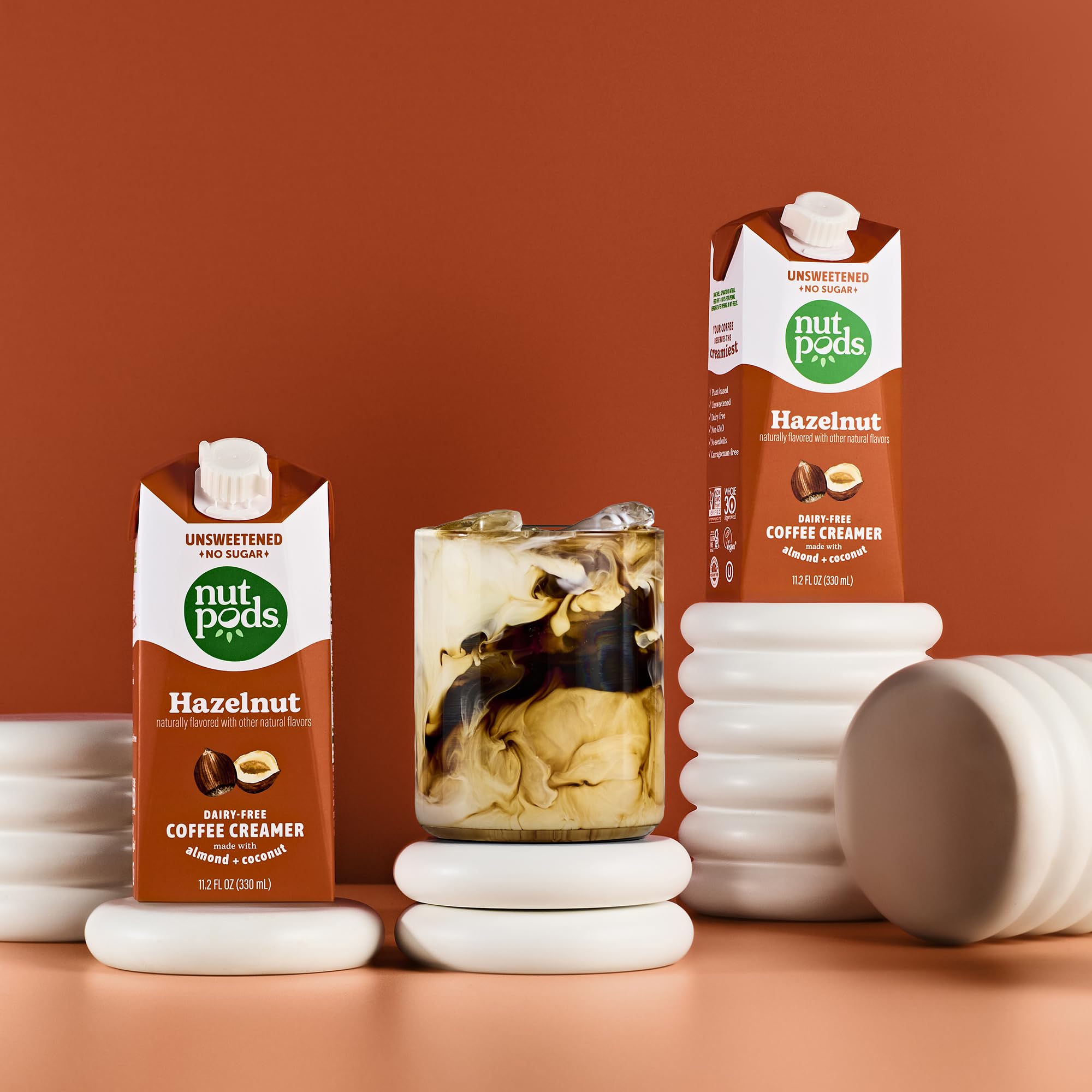 nutpods on breakfast table conveying lifestyle use and pantry-friendly benefit