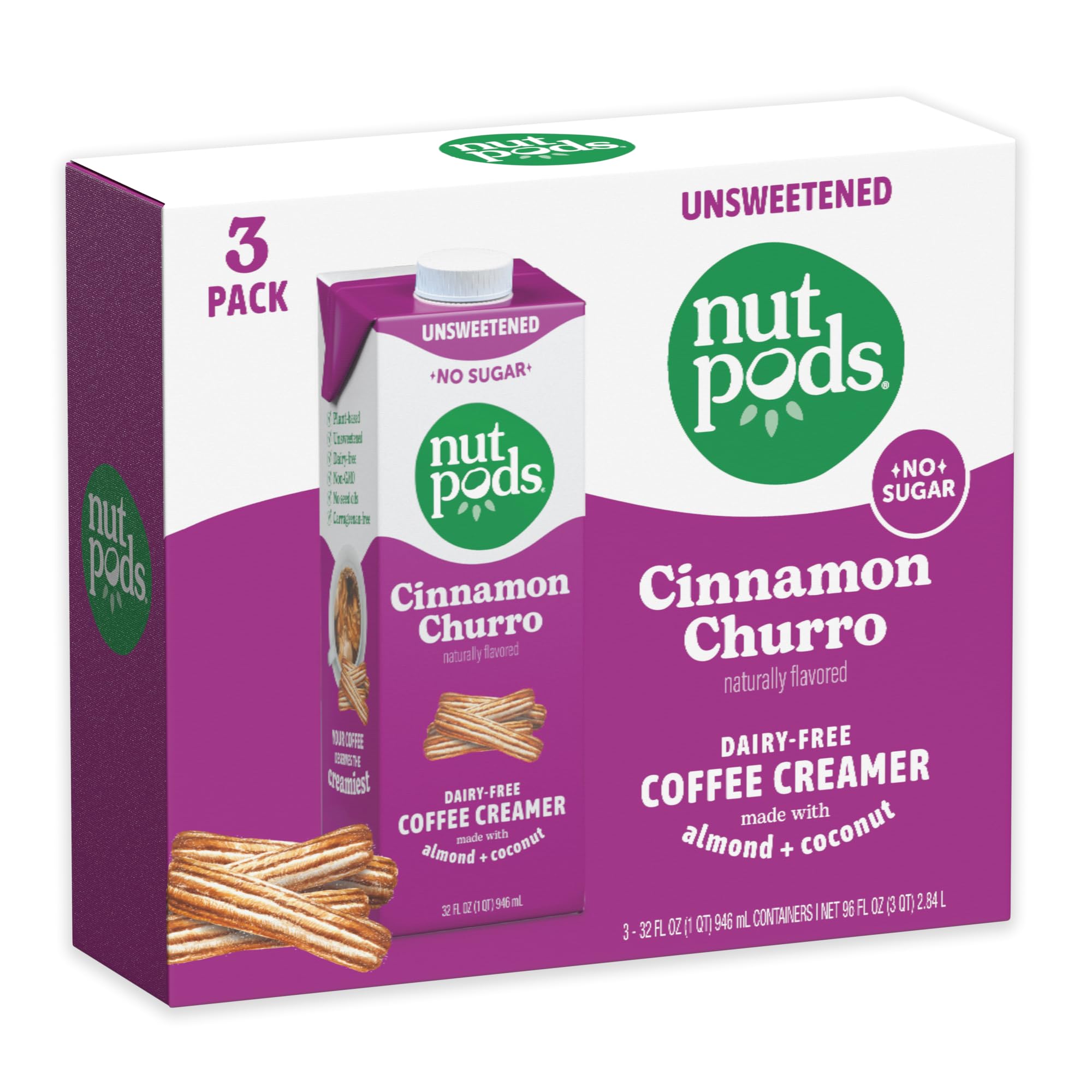 nutpods label and nutrition facts highlighting zero sugar and almond coconut bases