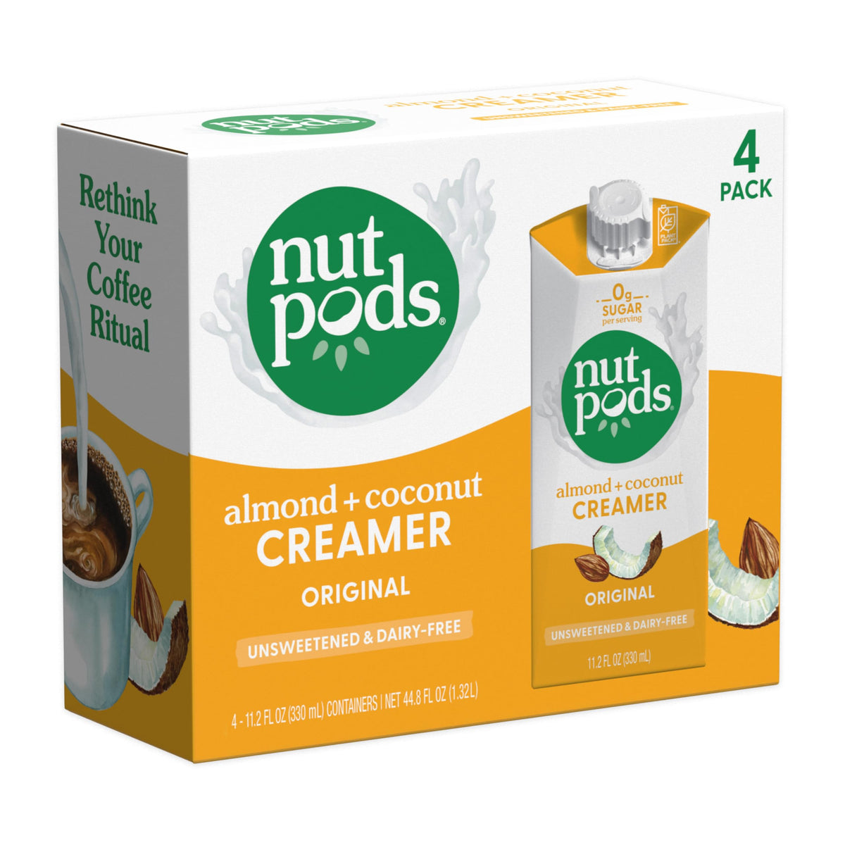 nutpods front packaging showing unsweetened creamer and benefits