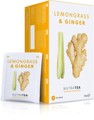 Nutra Tea front packaging showing box and eco-friendly claims for clear product info