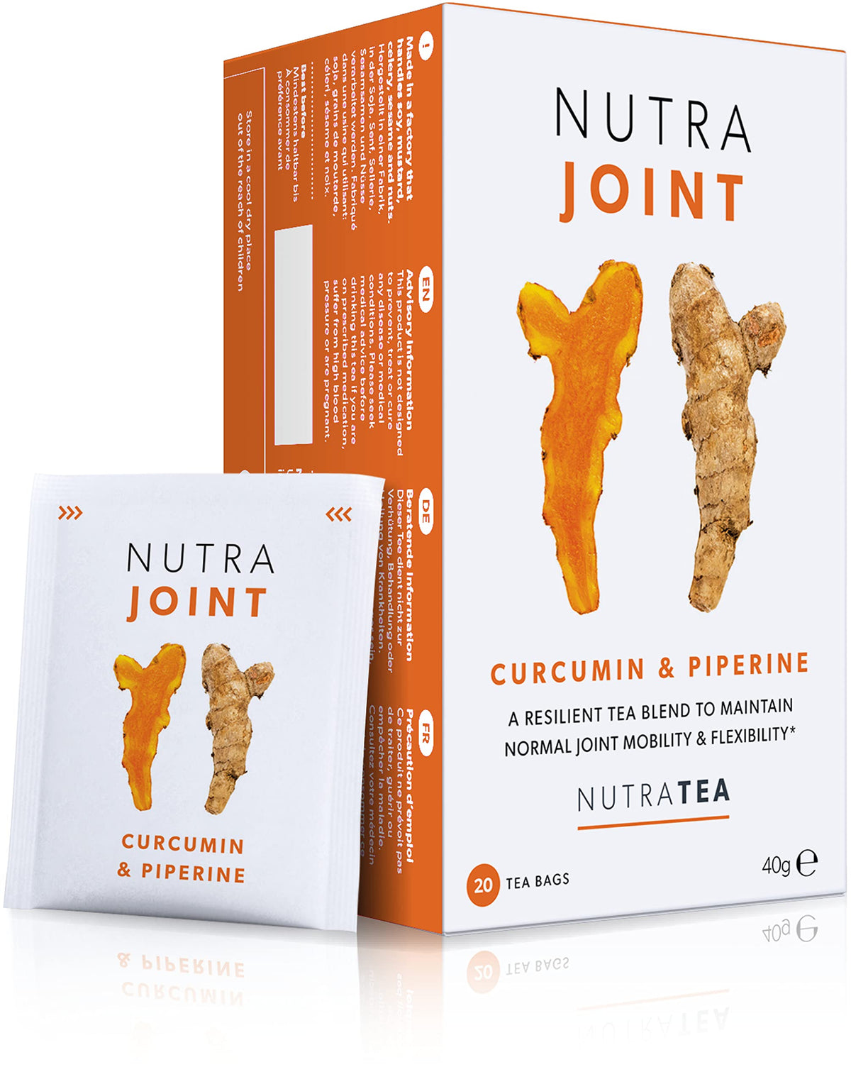 Nutra Tea front packaging showing product name and 20 tea bags benefit convenience