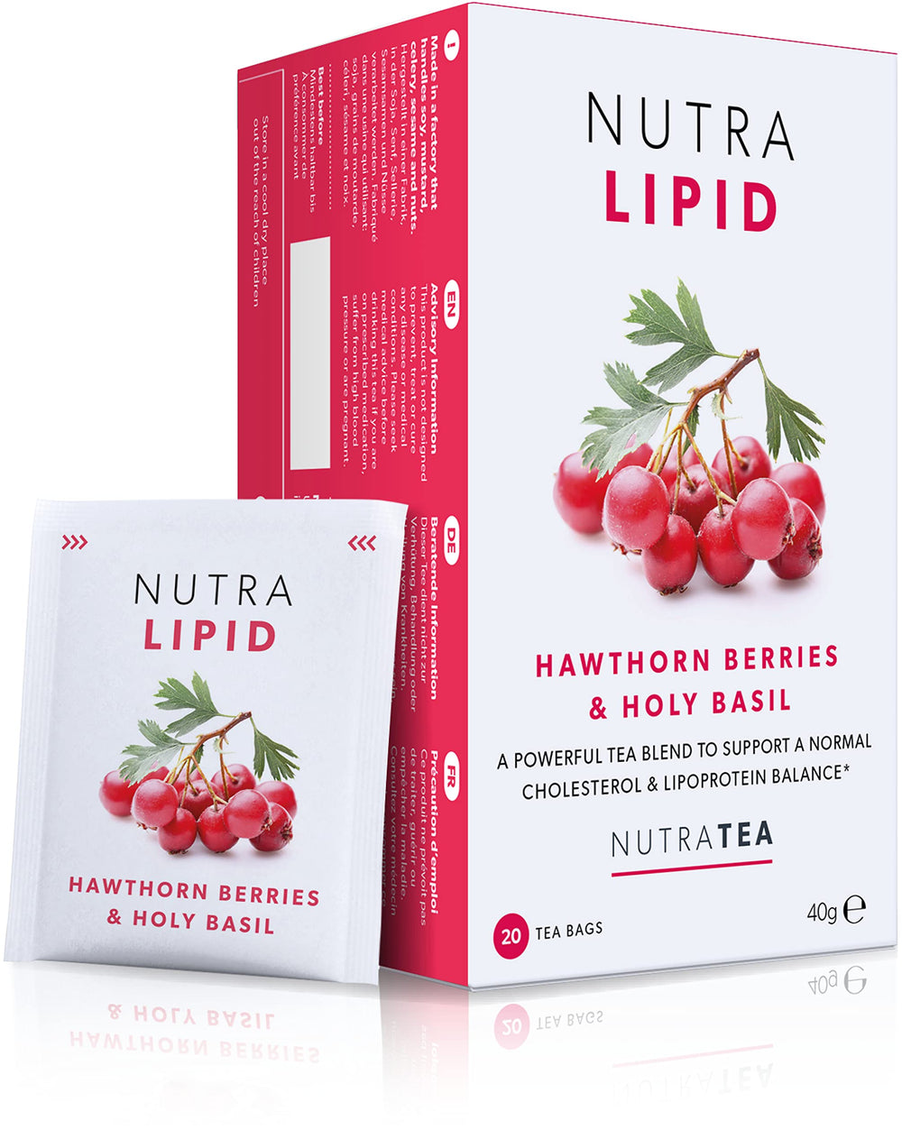 Nutra Tea front packaging showing NUTRALIPID box and benefits