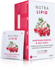 Nutra Tea front packaging showing NUTRALIPID box and benefits