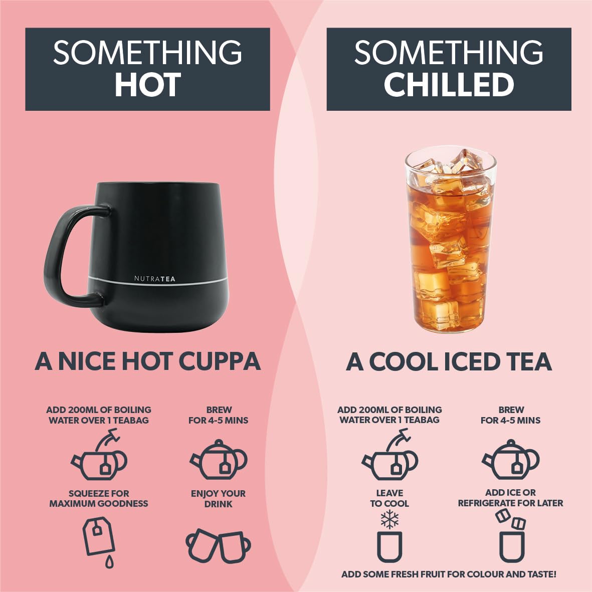 Nutra Tea lifestyle shot in kitchen conveying daily herbal wellness routine