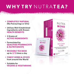 Nutra Tea red clover herb detail highlighting natural ingredients and botanical support