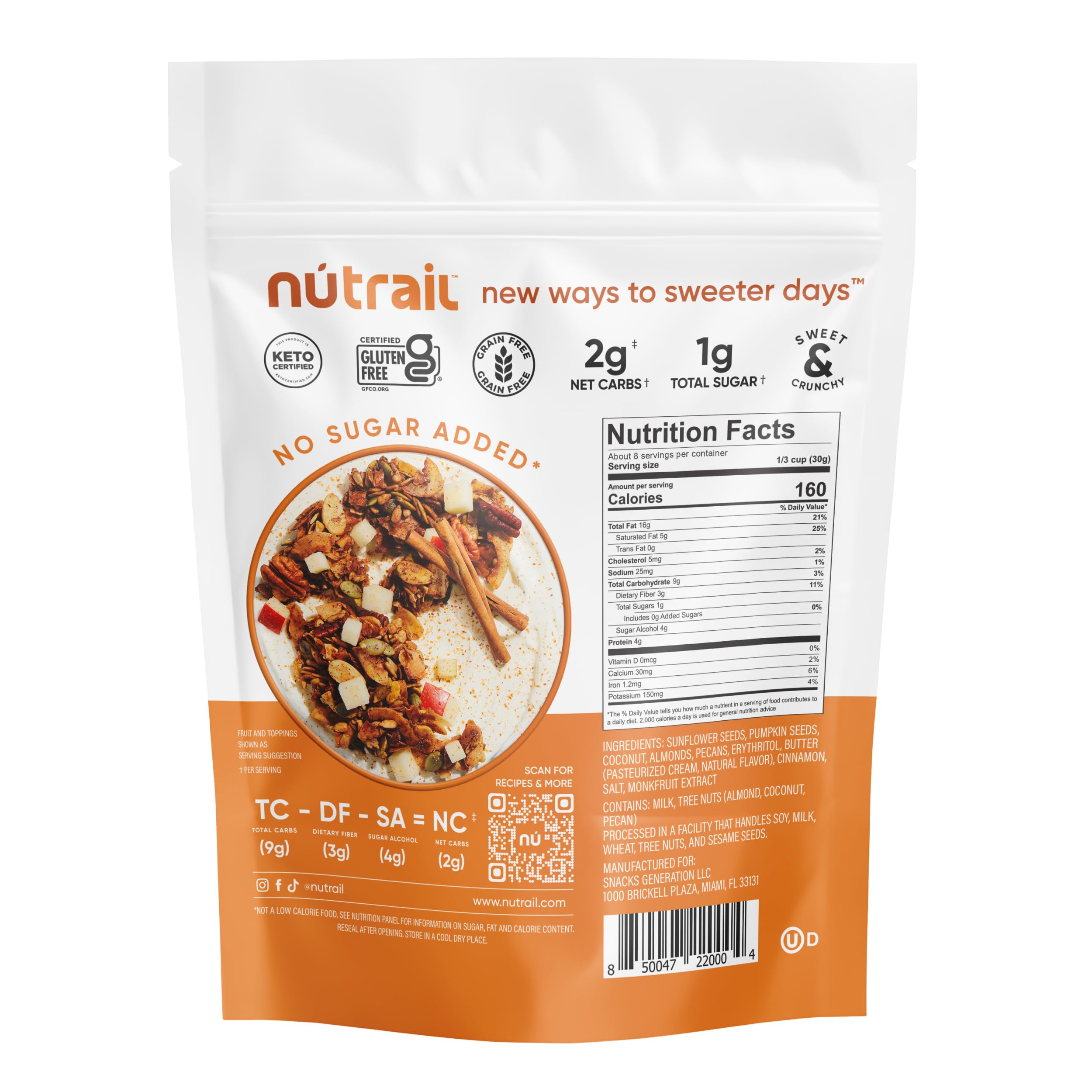 NuTrail on a breakfast table creating a healthy morning option