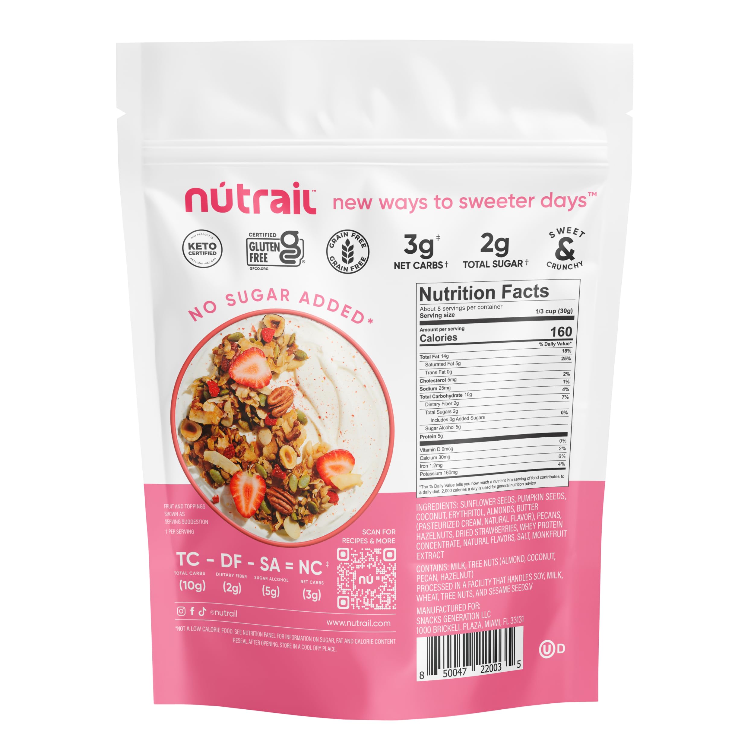 NuTrail on breakfast table showing enjoyable low-sugar meal option