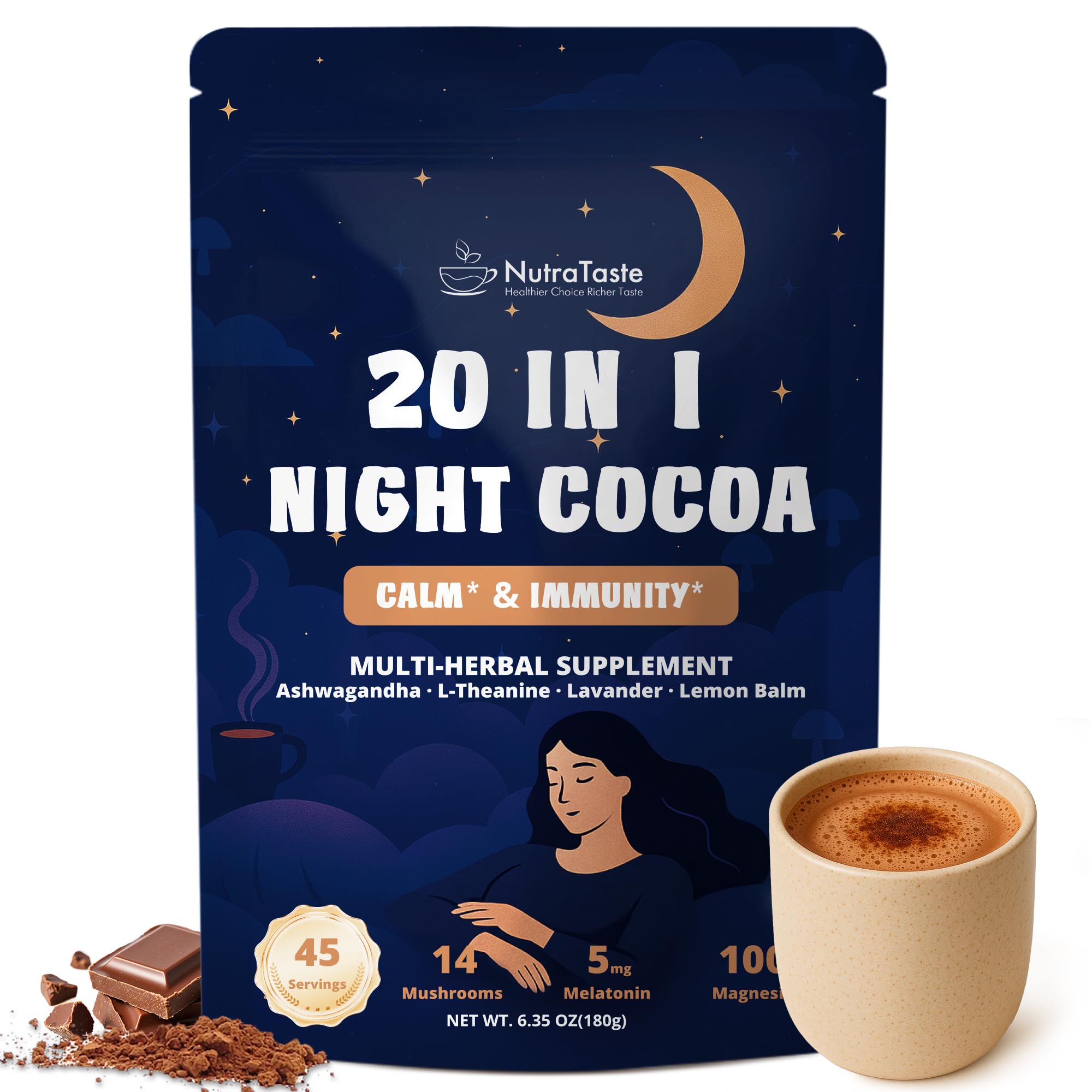 NutraTaste front packaging showing bag and serving suggestion benefit relaxation