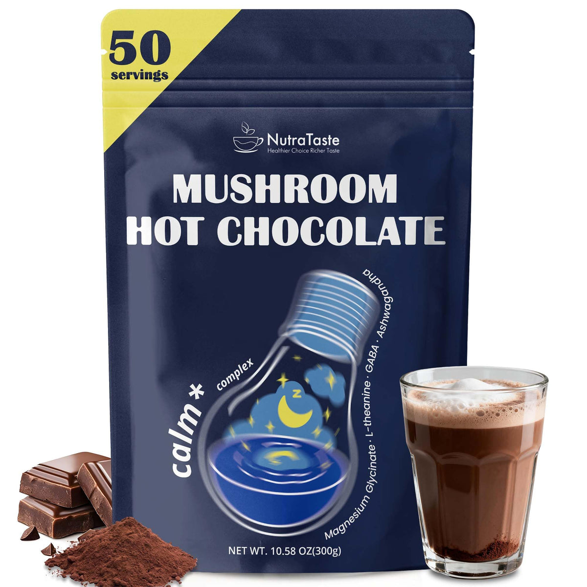 NUTRATASTE front packaging showing calm blend and 50 servings benefit