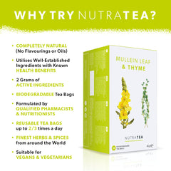 NutraTea loose mullein and thyme leaves visible to show ingredient quality benefit