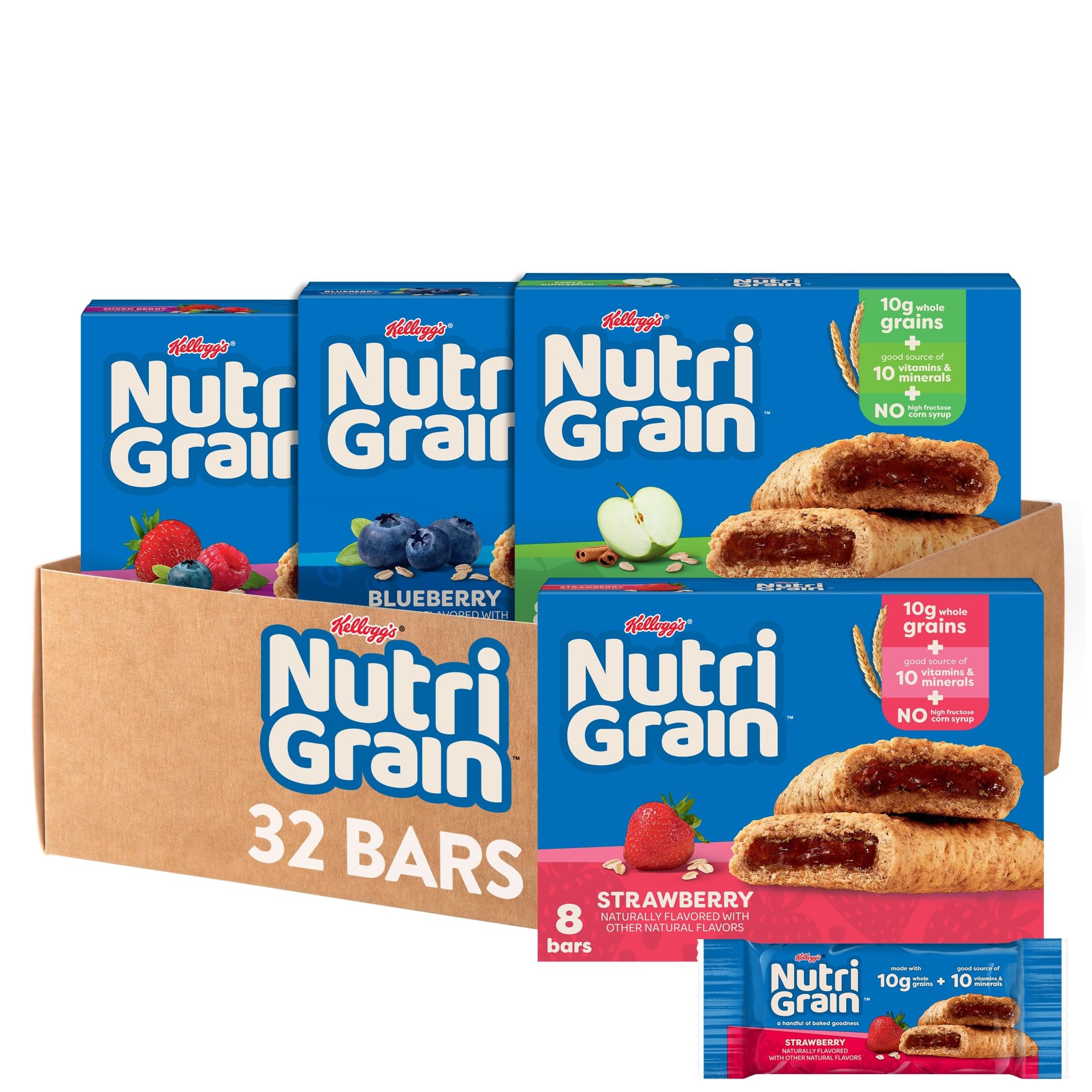 Nutri-Grain front box showing variety pack and convenient servings