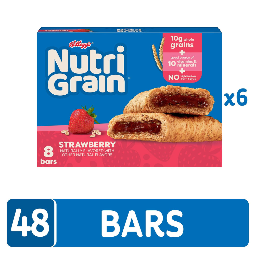 Nutri-Grain stacked 48-pack displaying bulk supply for pantry stocking