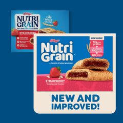 Nutri-Grain single unwrapped bar showing strawberry filling and easy handheld snack