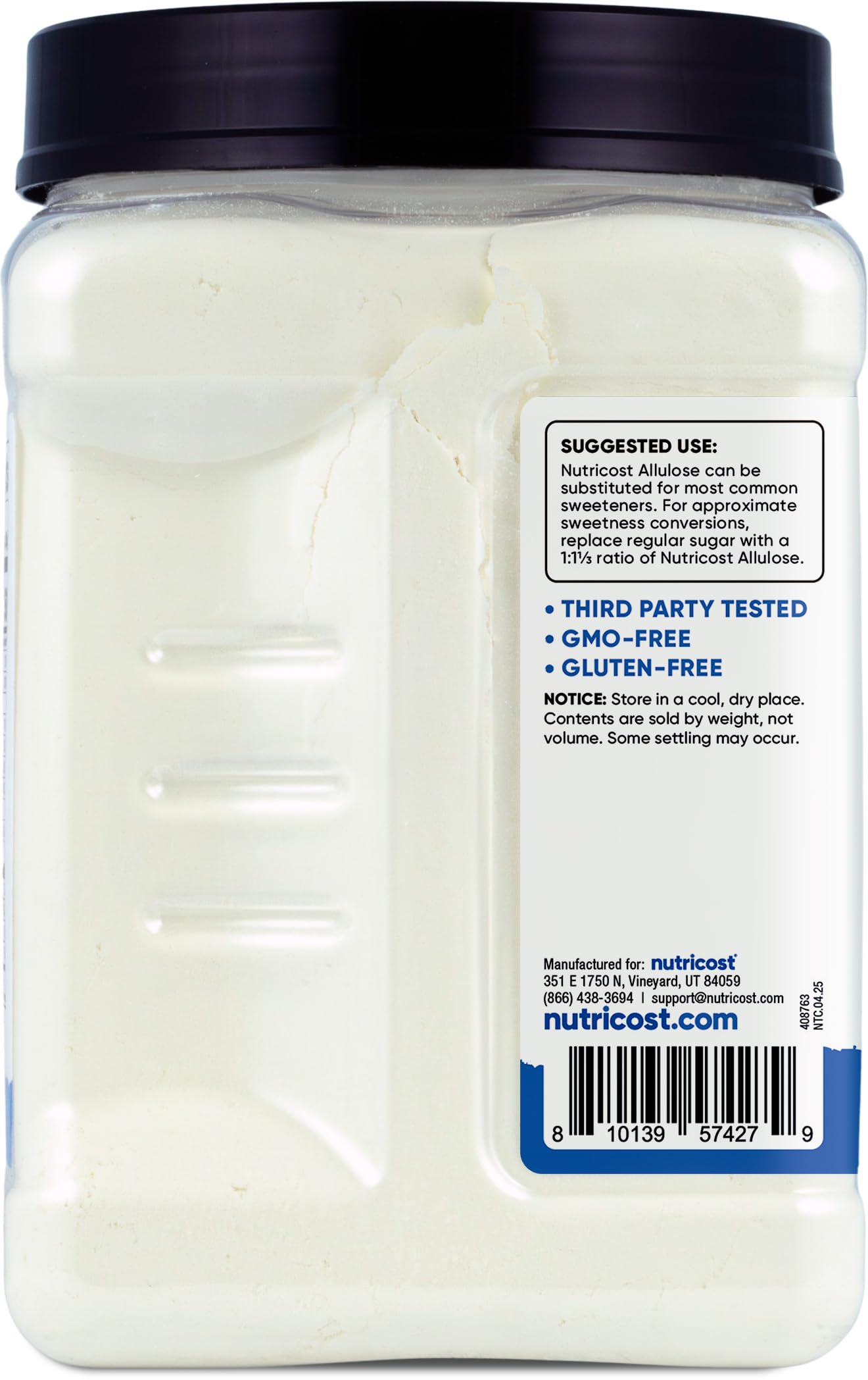 Nutricost allulose container label and ingredients list for purity and third-party testing
