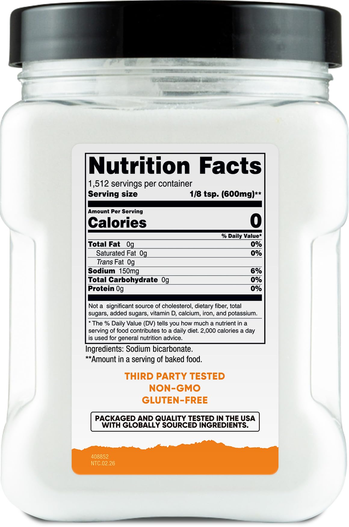 Nutricost baking soda in an open dish inside a refrigerator reducing odors effectively
