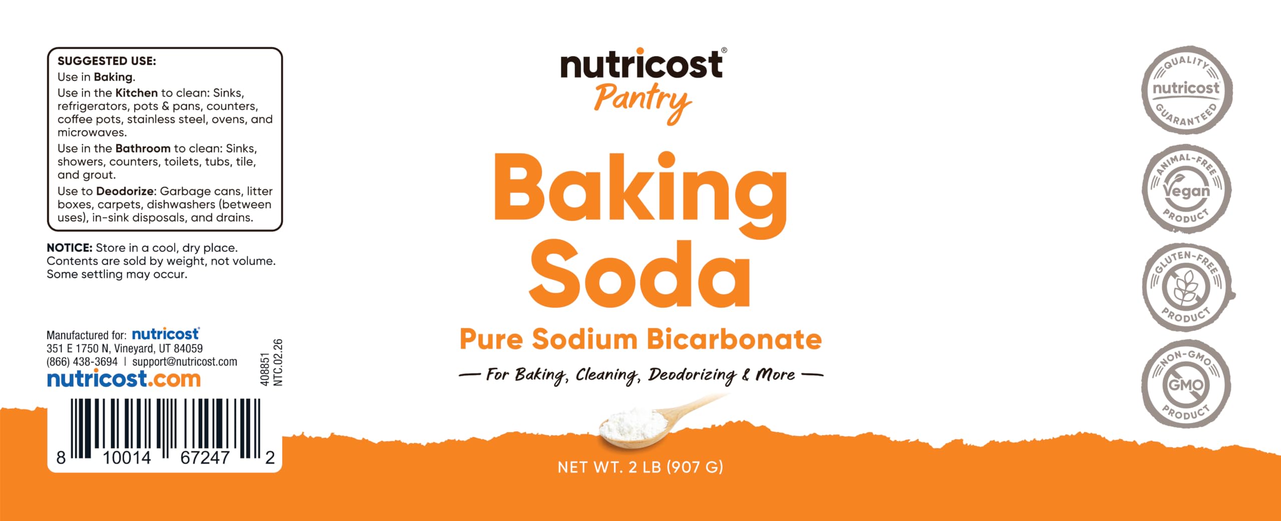 Nutricost 2 lb container next to common household items to show size and value