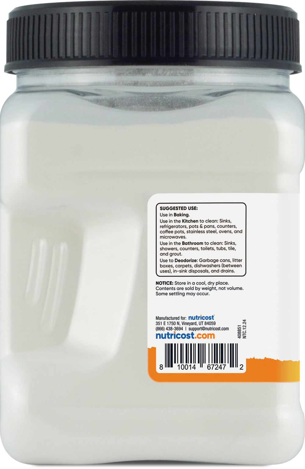 Close-up of Nutricost baking soda texture emphasizing purity and consistent grain