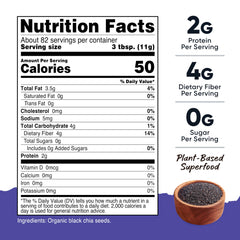 Nutricost chia seed close-up texture highlighting uniform seeds and easy mixing benefit