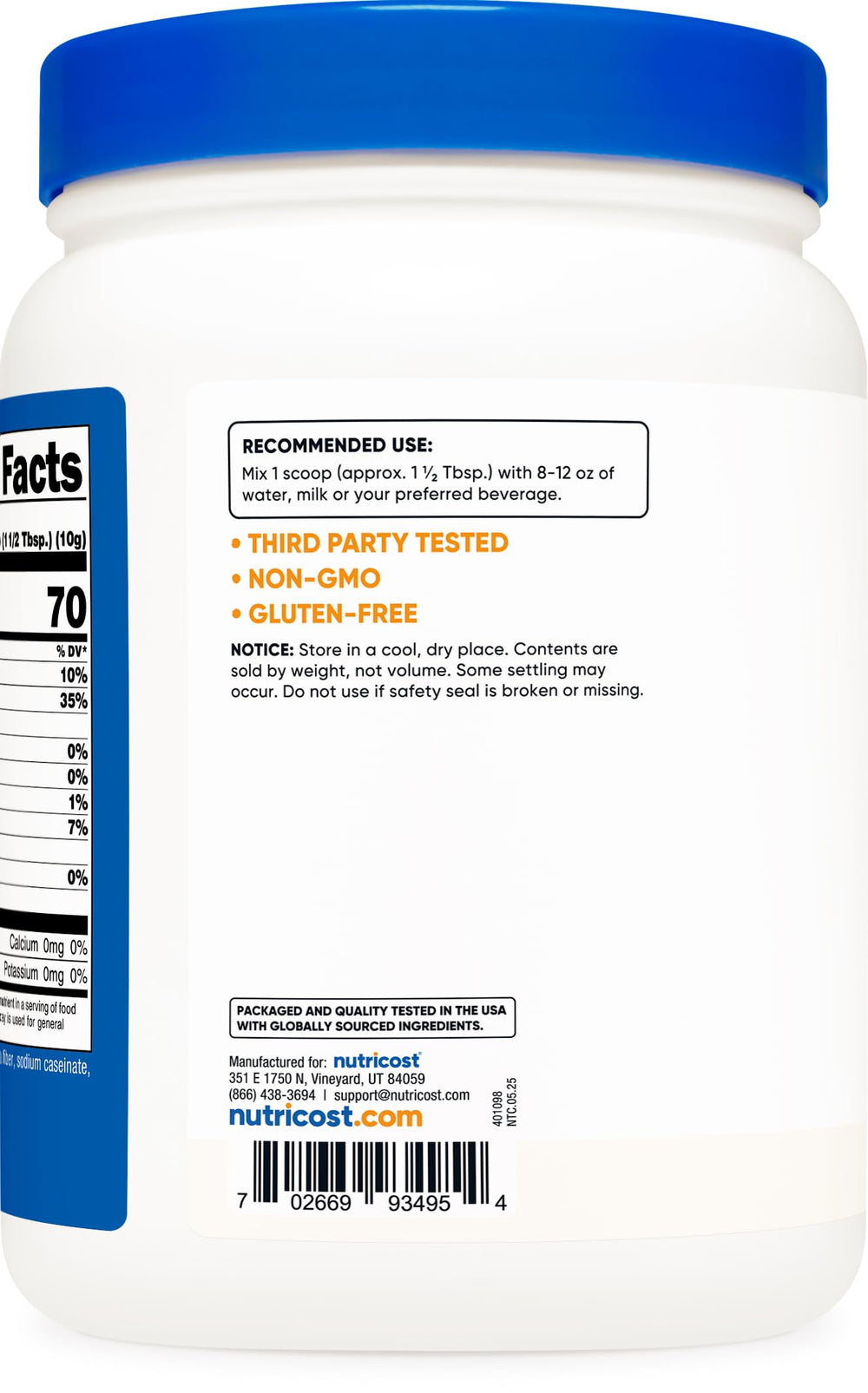 Nutricost powder texture detail highlighting fine consistency for smooth mixing