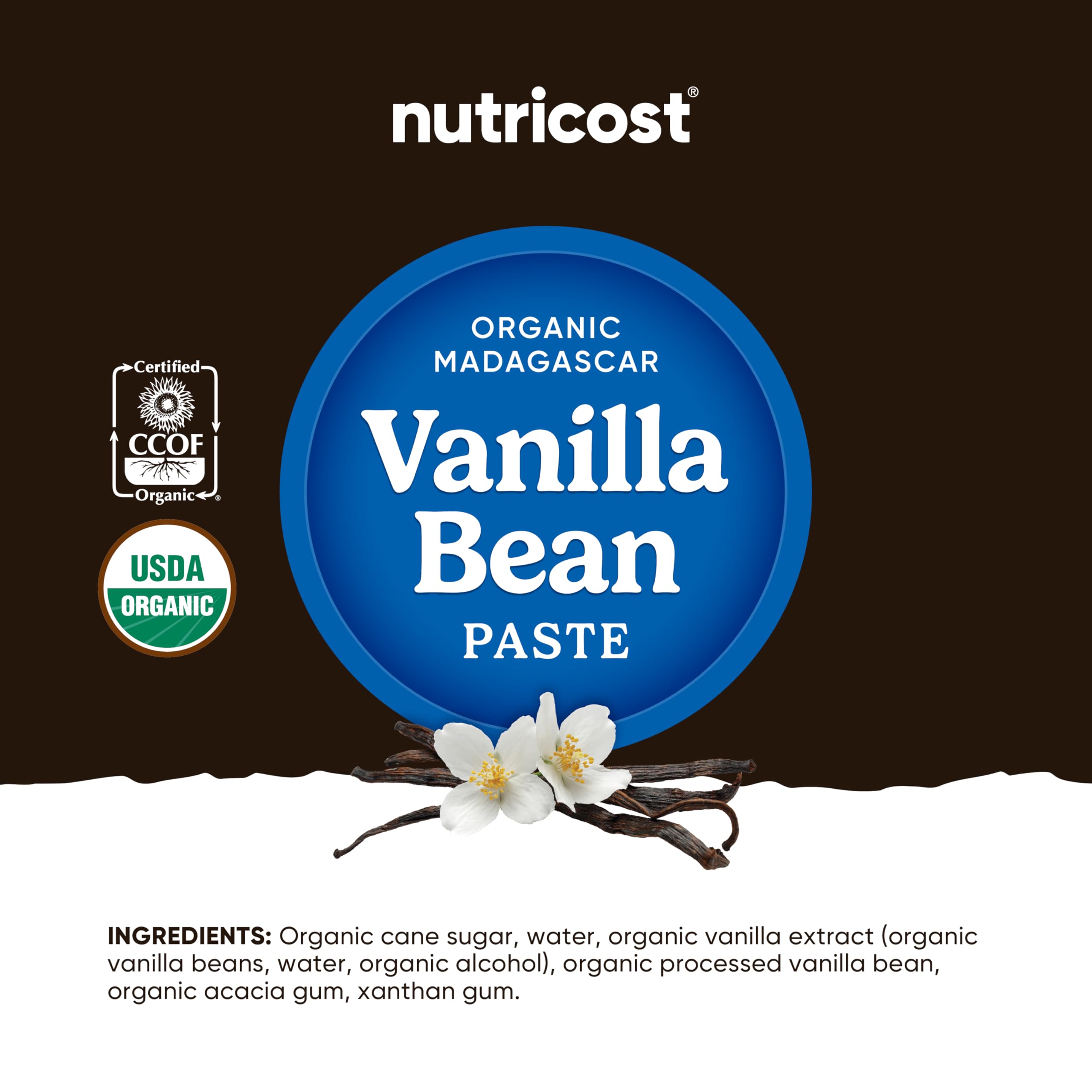 Nutricost close-up of vanilla seeds highlighting authentic bean texture and flavor