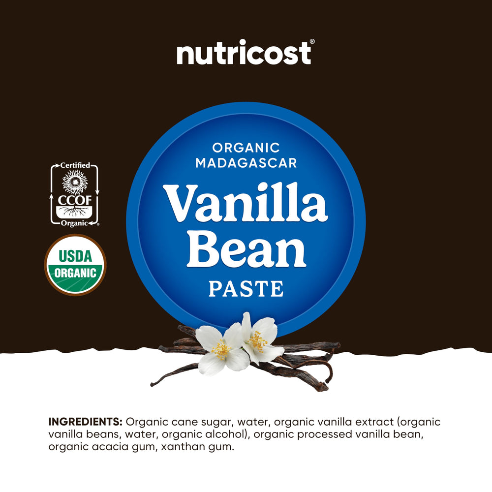 Nutricost close-up of vanilla seeds highlighting authentic bean texture and flavor