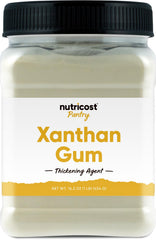 Nutricost xanthan gum front packaging showing one‑pound pouch and clear branding for pantry use