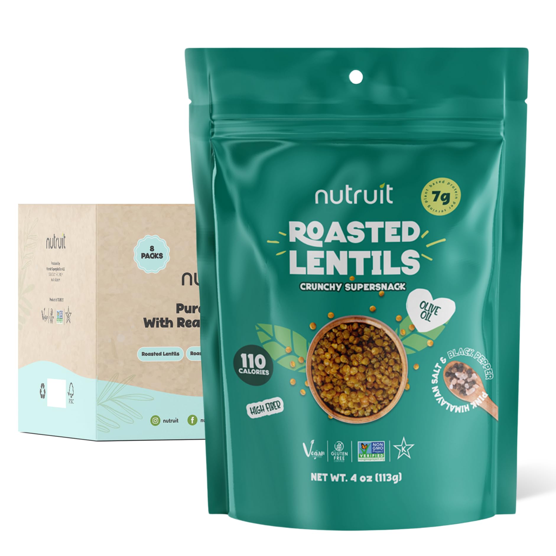 nutruit front packaging showing 8-pack box and single 4oz pouch for convenient storage and portability