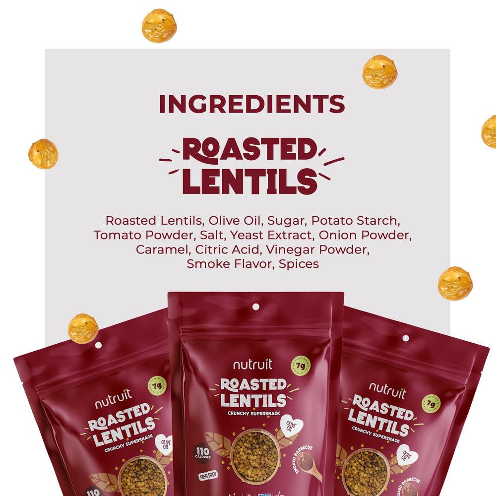 Nutruit ingredient label detail showing organic lentils and clean ingredient benefits
