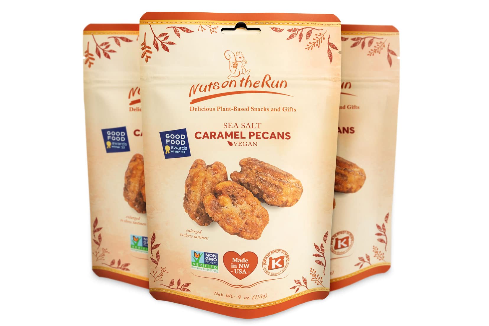 Nuts on the Run front pouch showing label and portion — premium giftable snack