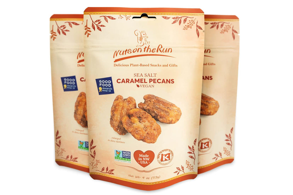 Nuts on the Run front pouch showing label and portion — premium giftable snack