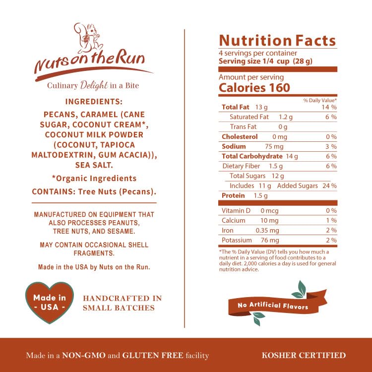 Nuts on the Run resealable pouch zipper detail — keeps pralines fresh longer