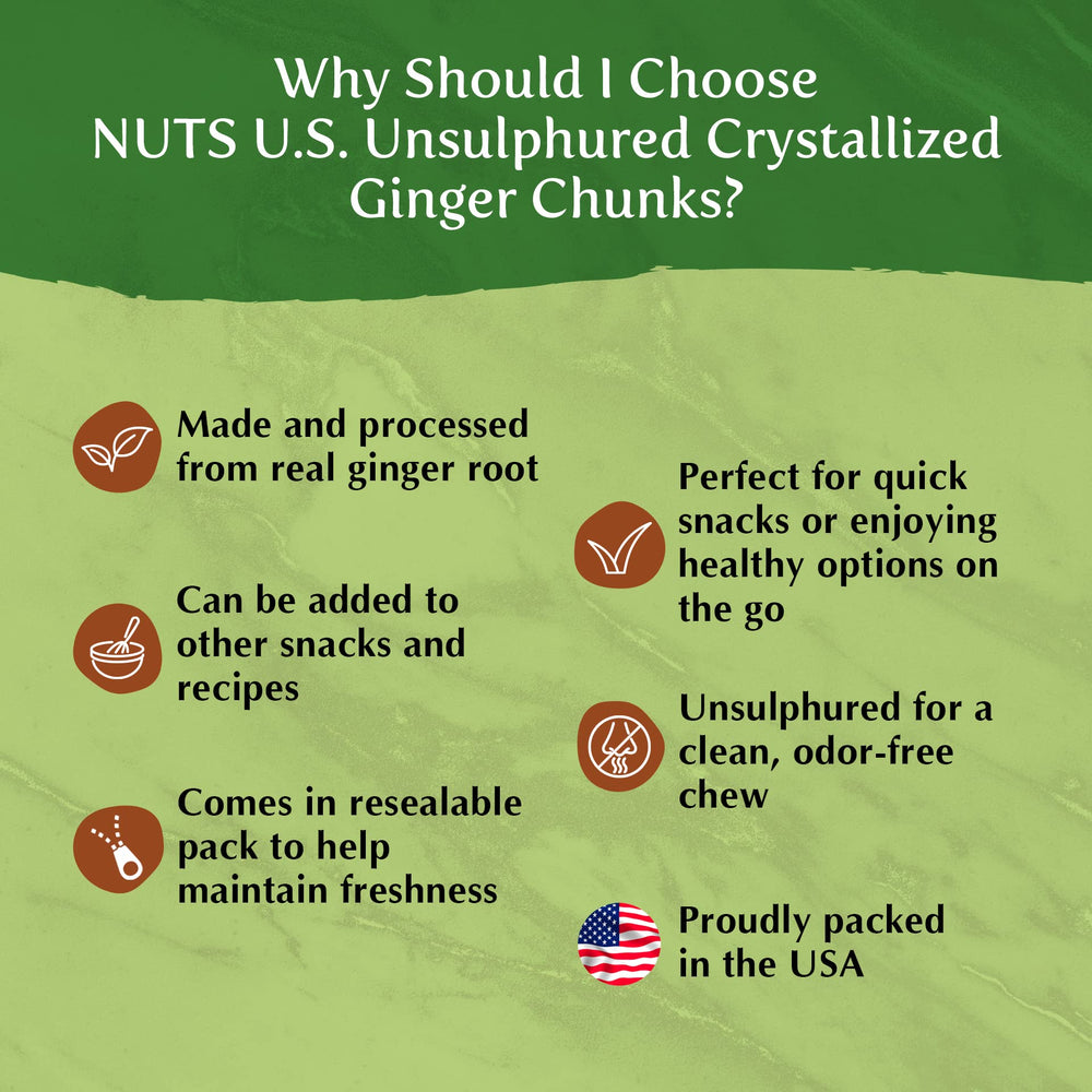 NUTS U.S. ginger pieces mixed into cookie dough for baking flavor boost