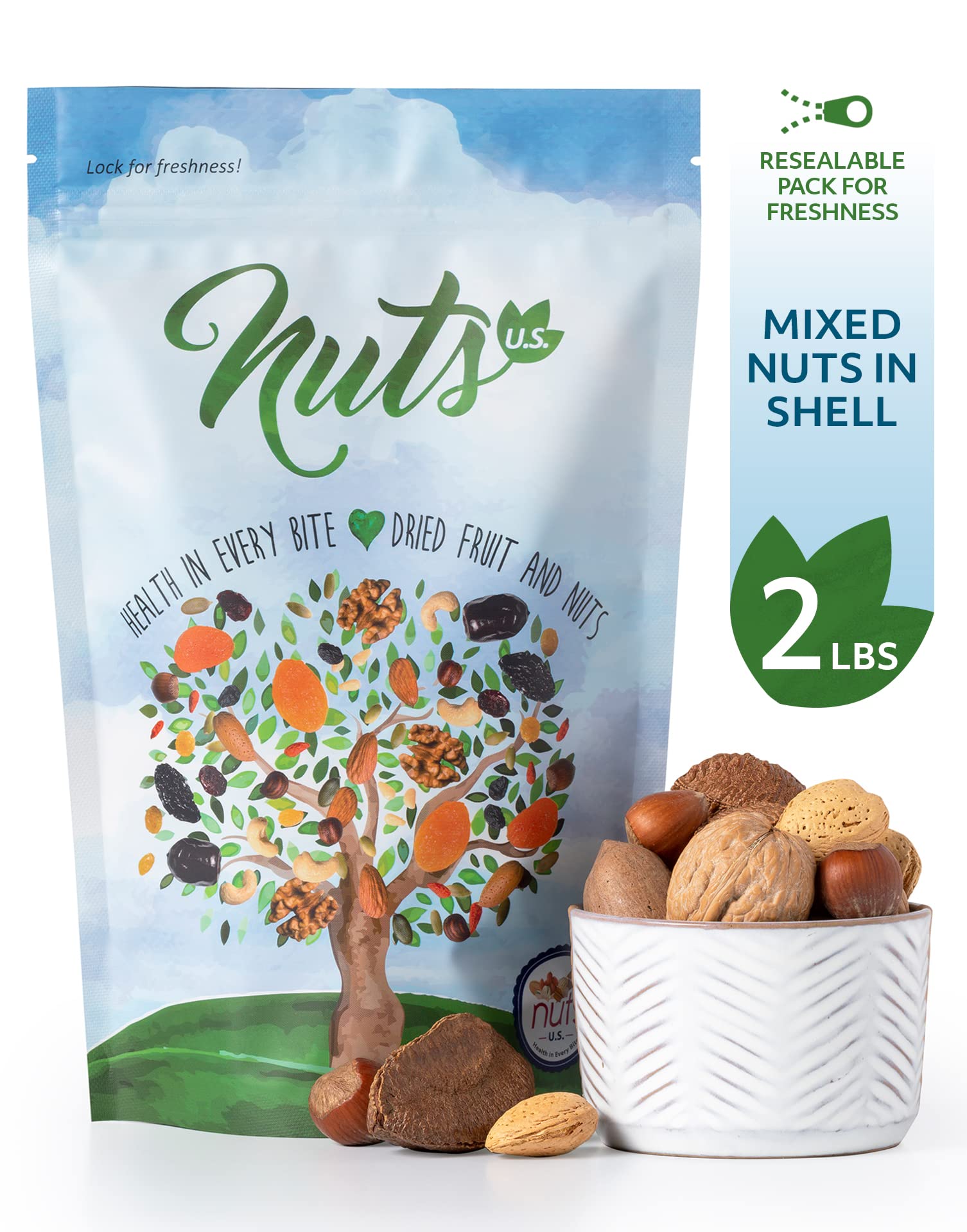 NUTS U.S. close-up of shells highlighting natural texture and protection