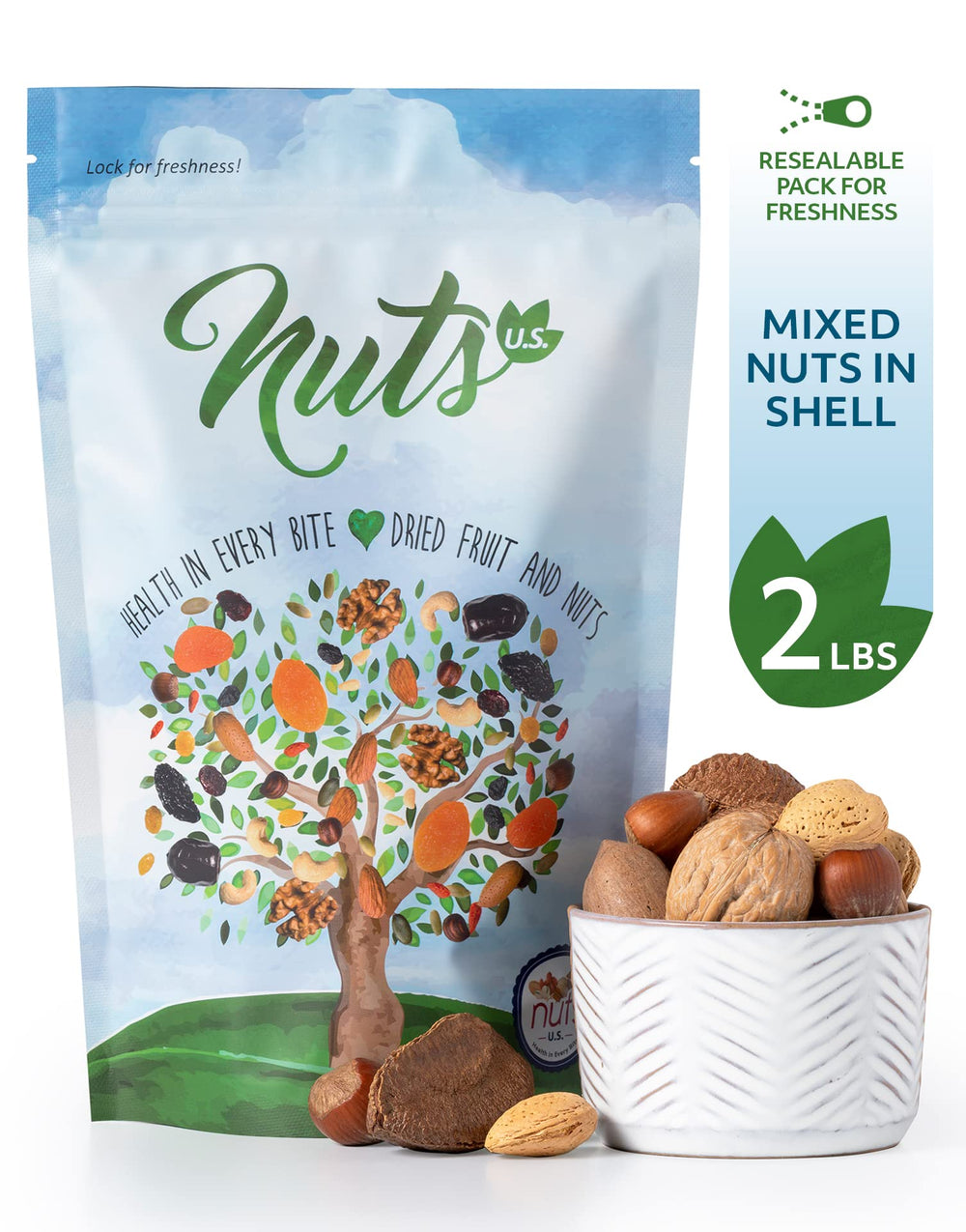 NUTS U.S. close-up of shells highlighting natural texture and protection