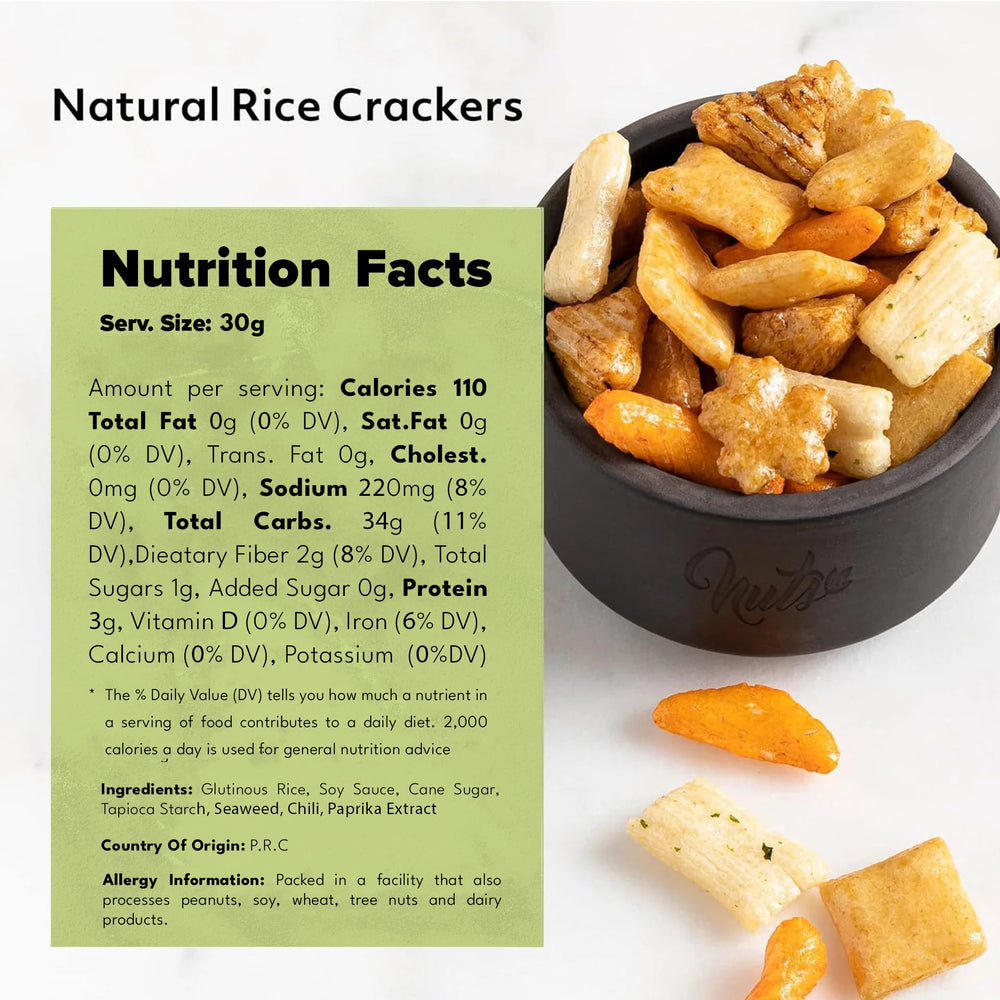 NUTS U.S. rice crackers in bowl ready to serve for easy entertaining