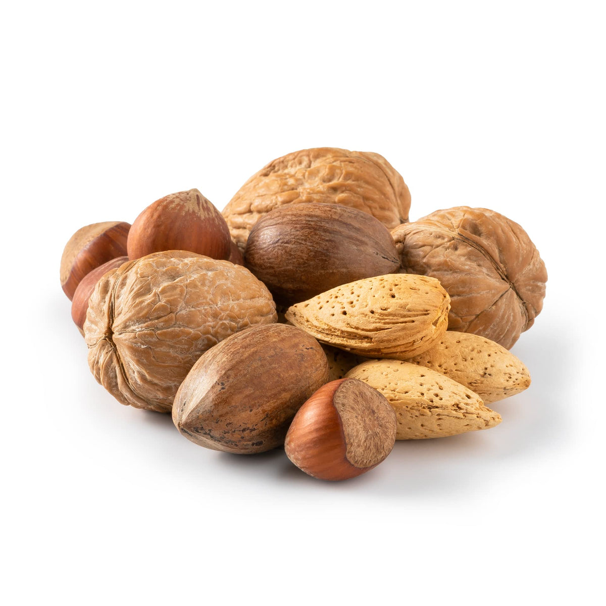 NUTS U.S. front bag showing mixed in-shell nuts and clear branding for freshness